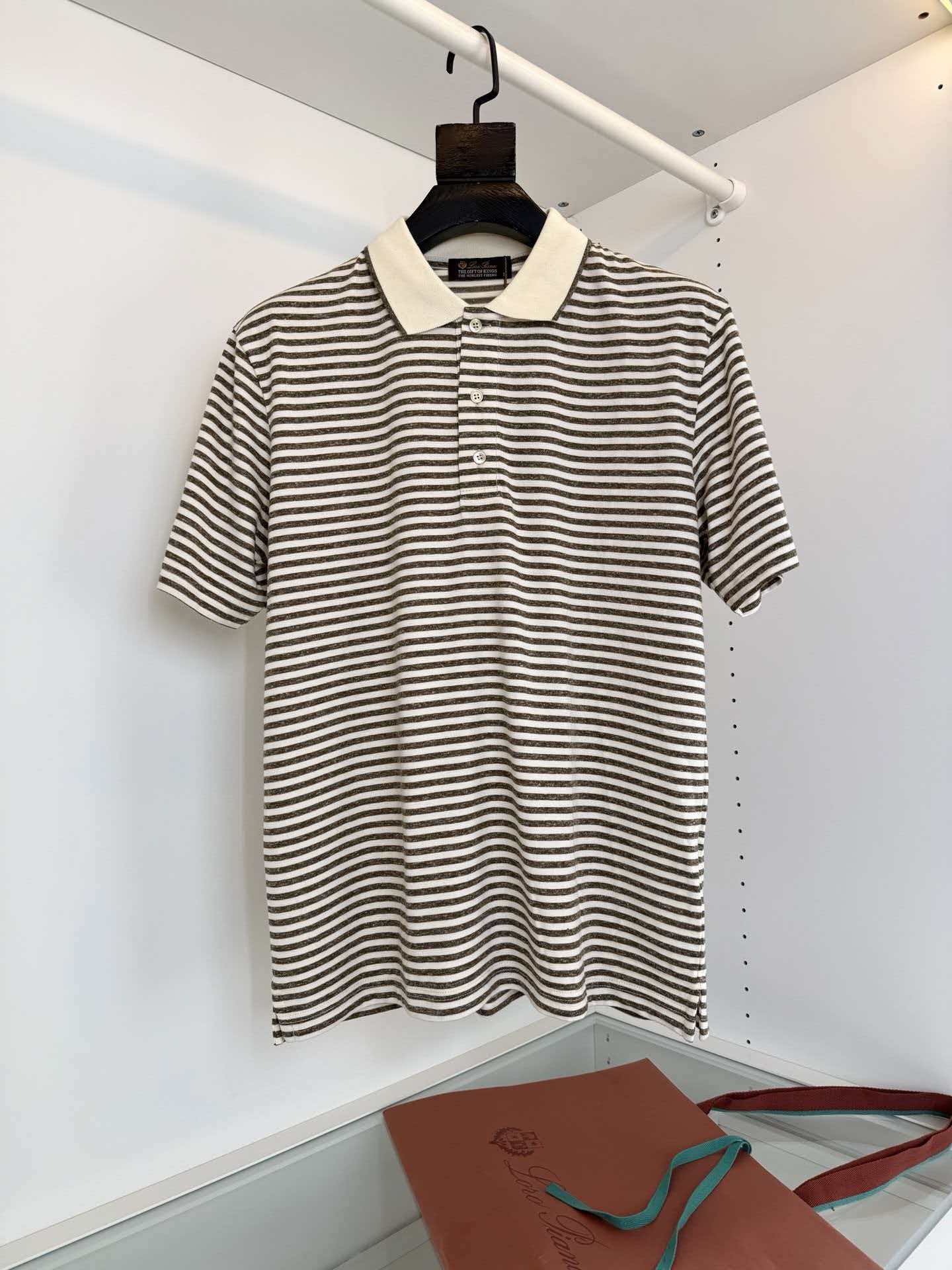 로로피아나 스트라이프 린넨 코튼 폴로셔츠 23543 Loro Piana T Shirt