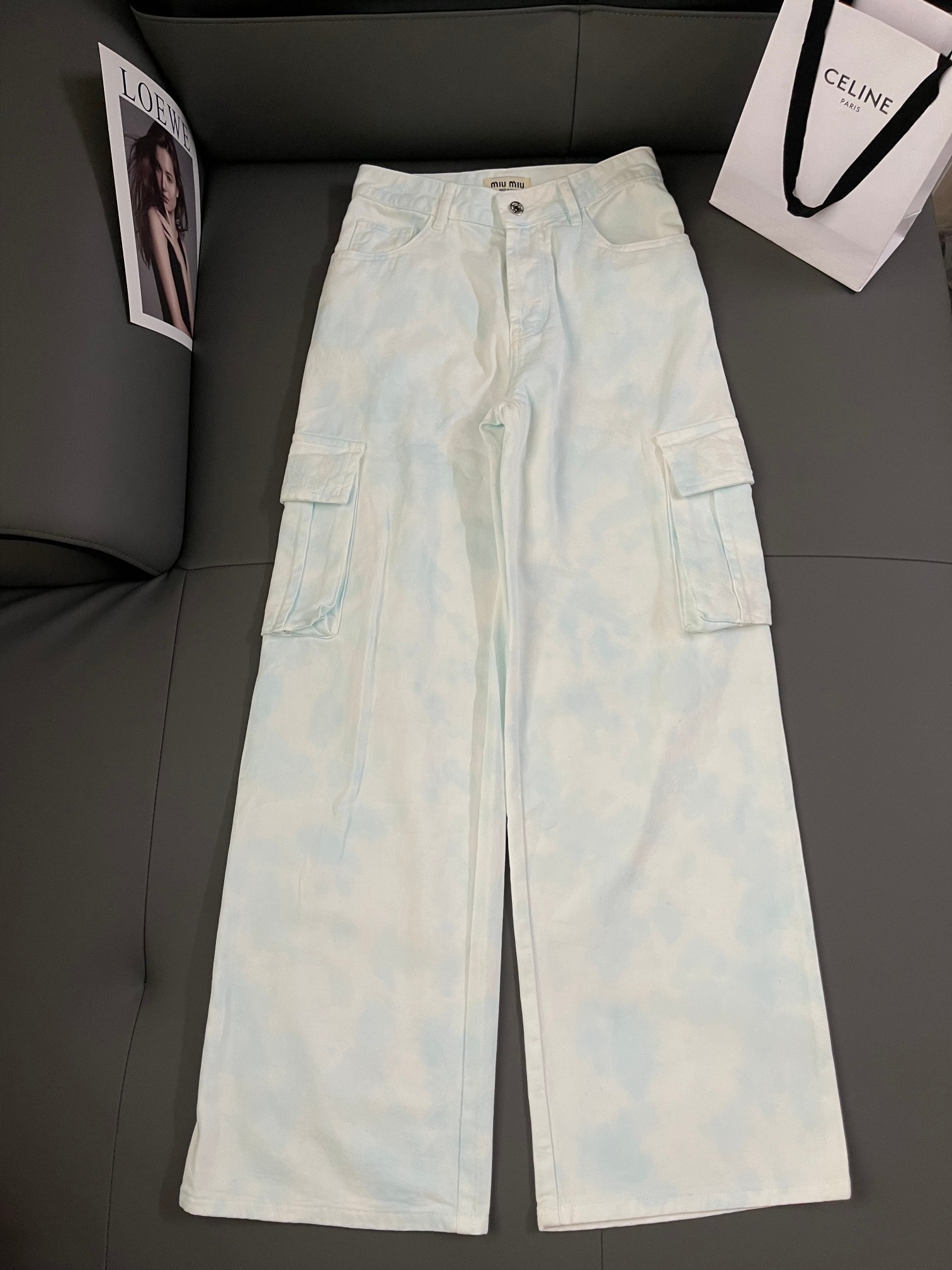 Comprar la mejor alta calidad
 MiuMiu Ropa Pantalones Azul Rosa Bordado Fashion