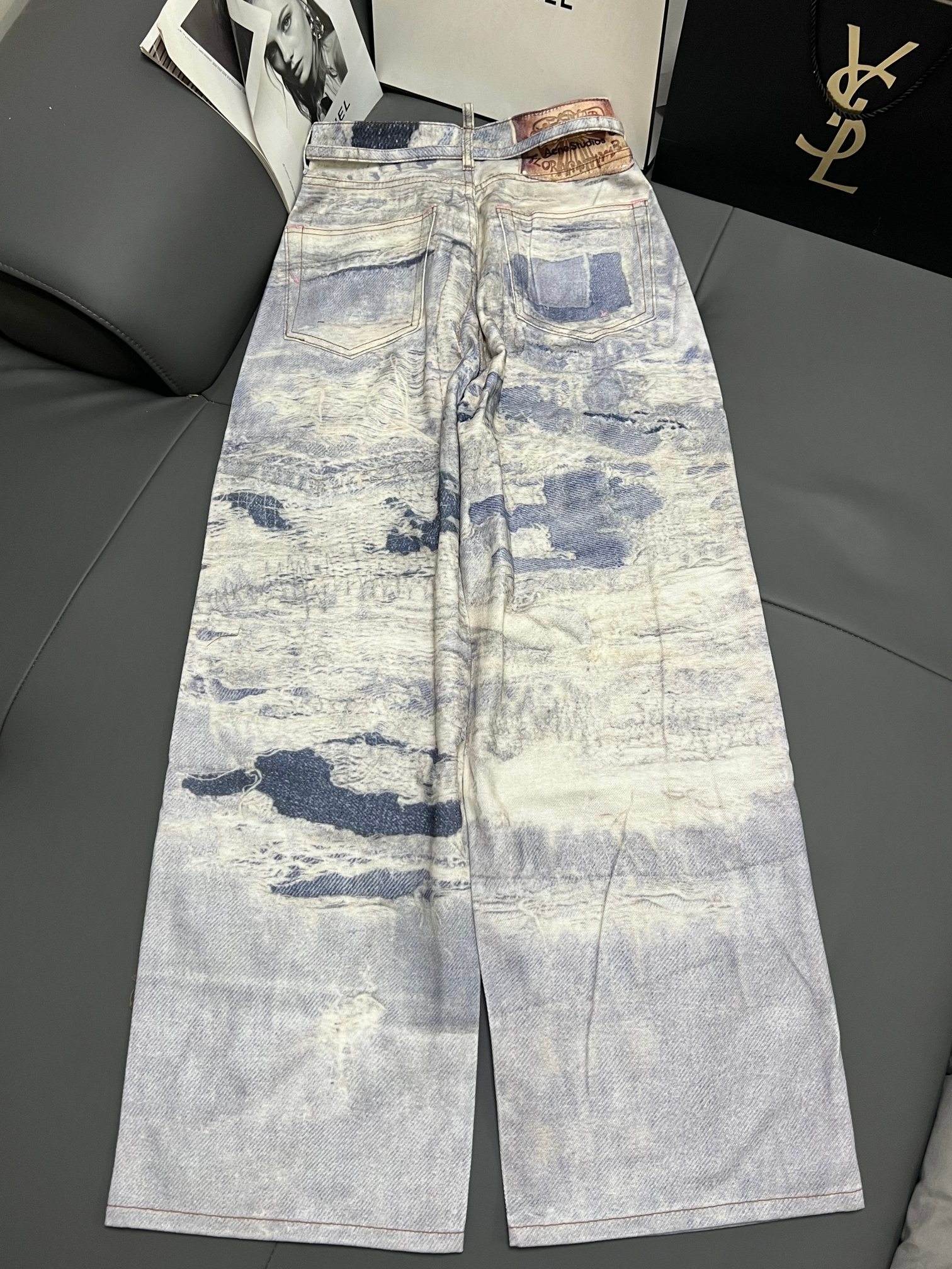 Acne Studios 3D Printed Distressed Wide Leg Jeans - Light Blue Denim 3 a1746360055368 5131
