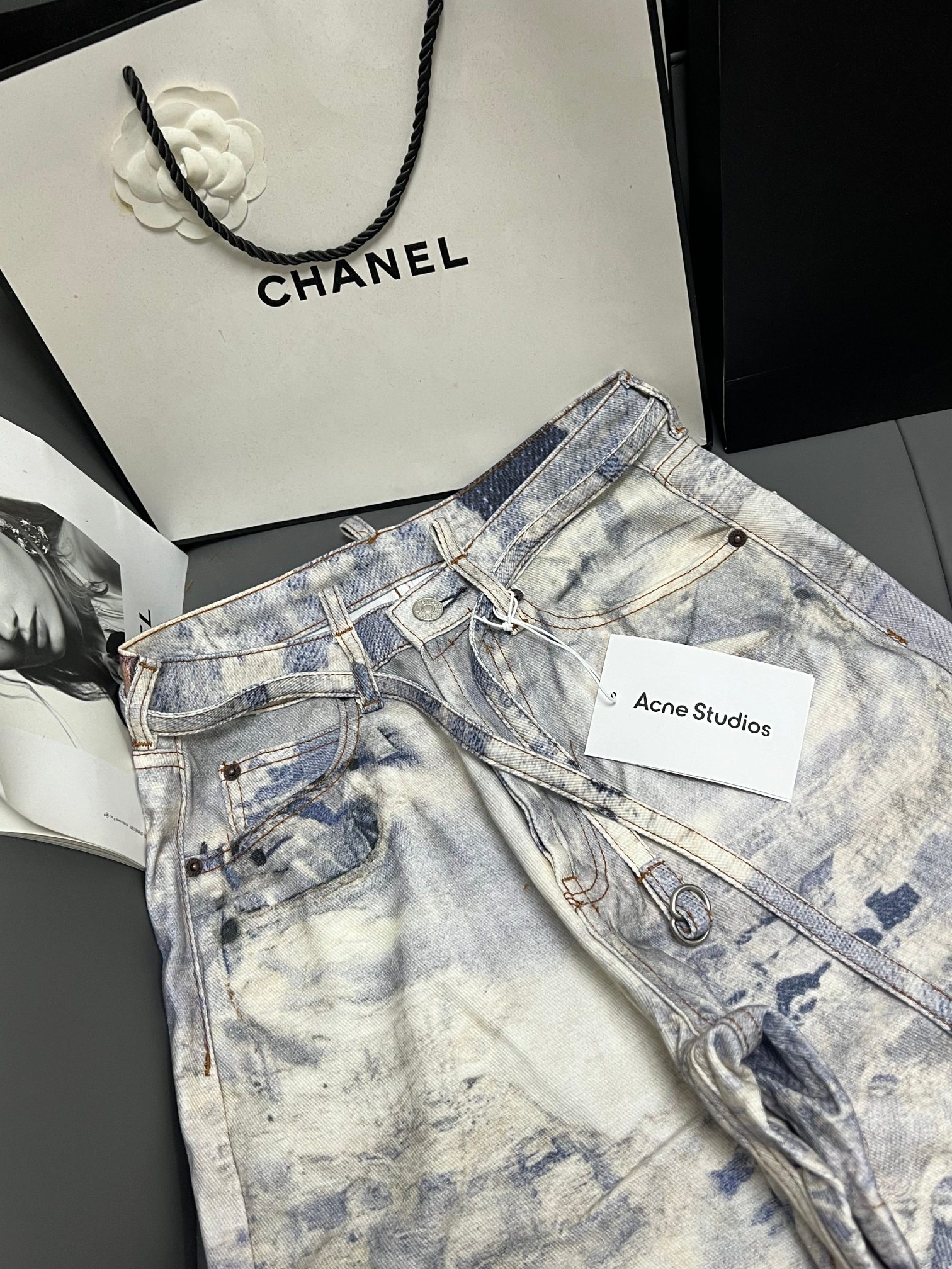 Acne Studios 3D Printed Distressed Wide Leg Jeans - Light Blue Denim 5 a1746360055375 6070
