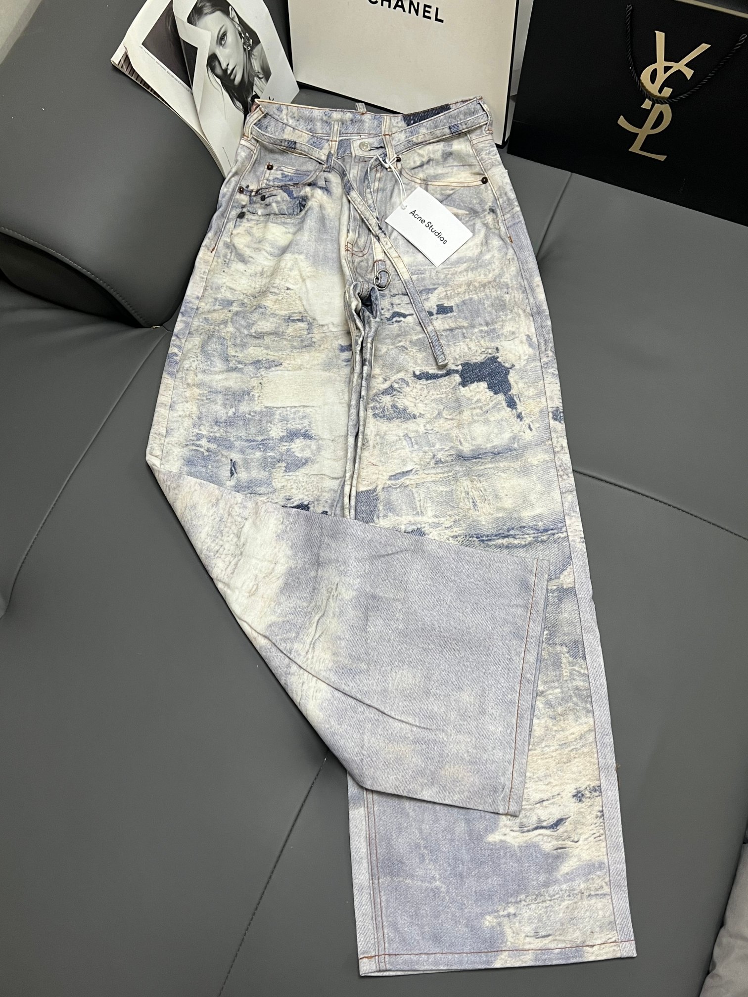 Acne Studios 3D Printed Distressed Wide Leg Jeans - Light Blue Denim 2 a1746360055417 6821
