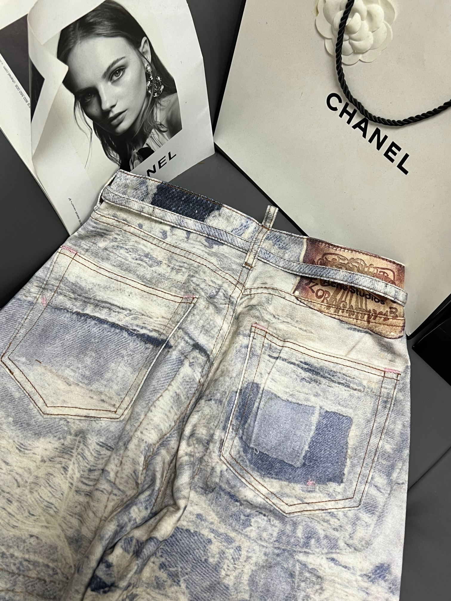 Acne Studios 3D Printed Distressed Wide Leg Jeans - Light Blue Denim 7 a1746360059081 5238