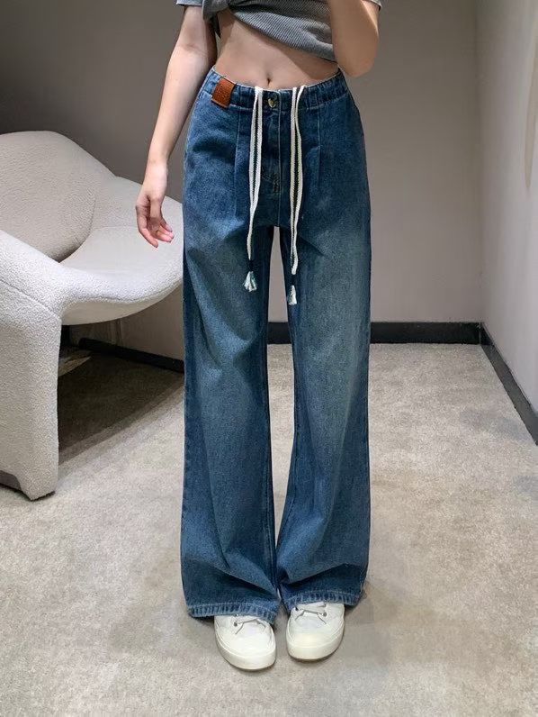 NO:567942,Style No. D25101575 LOEW* new high-end customized washed denim cotton fabric, simple and fashionable drawstring design inside the waist, loose straight jeans and trousers!  (M size waist 72, hips 98, pants 104) Hair,,loewe,jeans,alexander wang19860909款号D25101575 LOEW*新款高端定制洗水牛仔棉面料、简约时尚腰间内抽绳设计宽松直筒牛仔裤长裤！（M码腰围72,臀围 98,裤子104）发,,loewe,jeans,alexander wang,Women's clothing