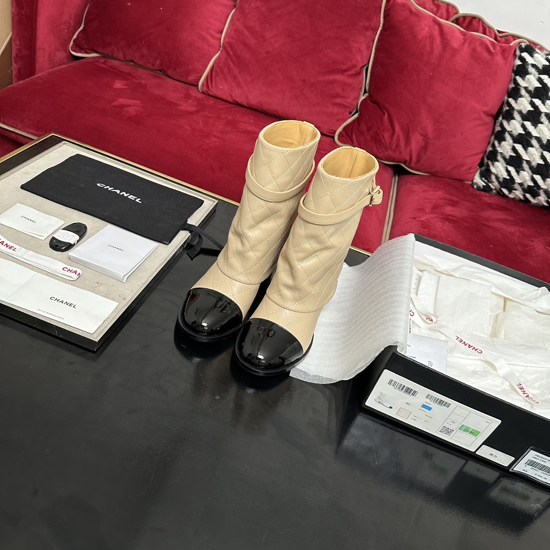 CHANEL 가을/겨울 여성 부츠 슬립온 스트레이트 부츠 라이더 부츠 이탈리아산 천연가죽 아웃솔