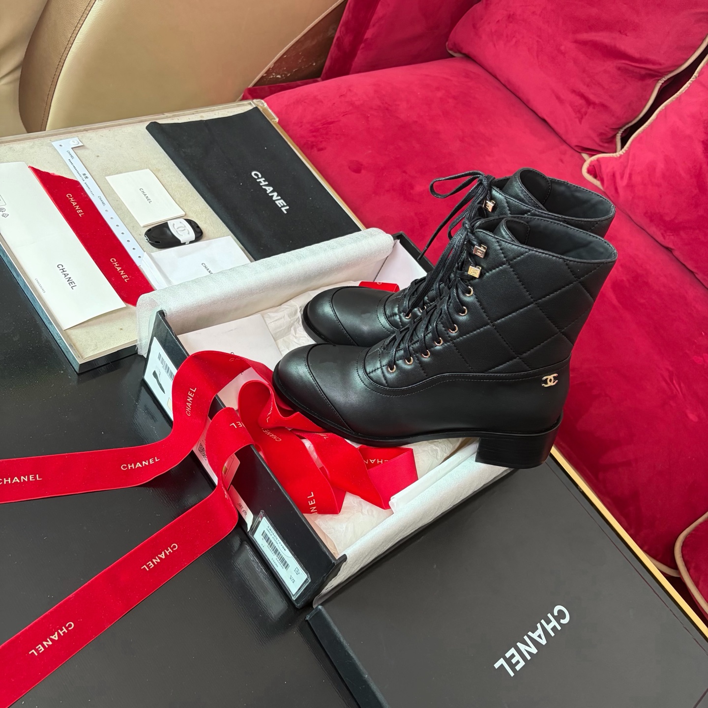 CHANEL 秋冬モデル レディースブーツ スリッポン ストレートブーツ 乗馬ブーツ イタリア製本革アウトソール