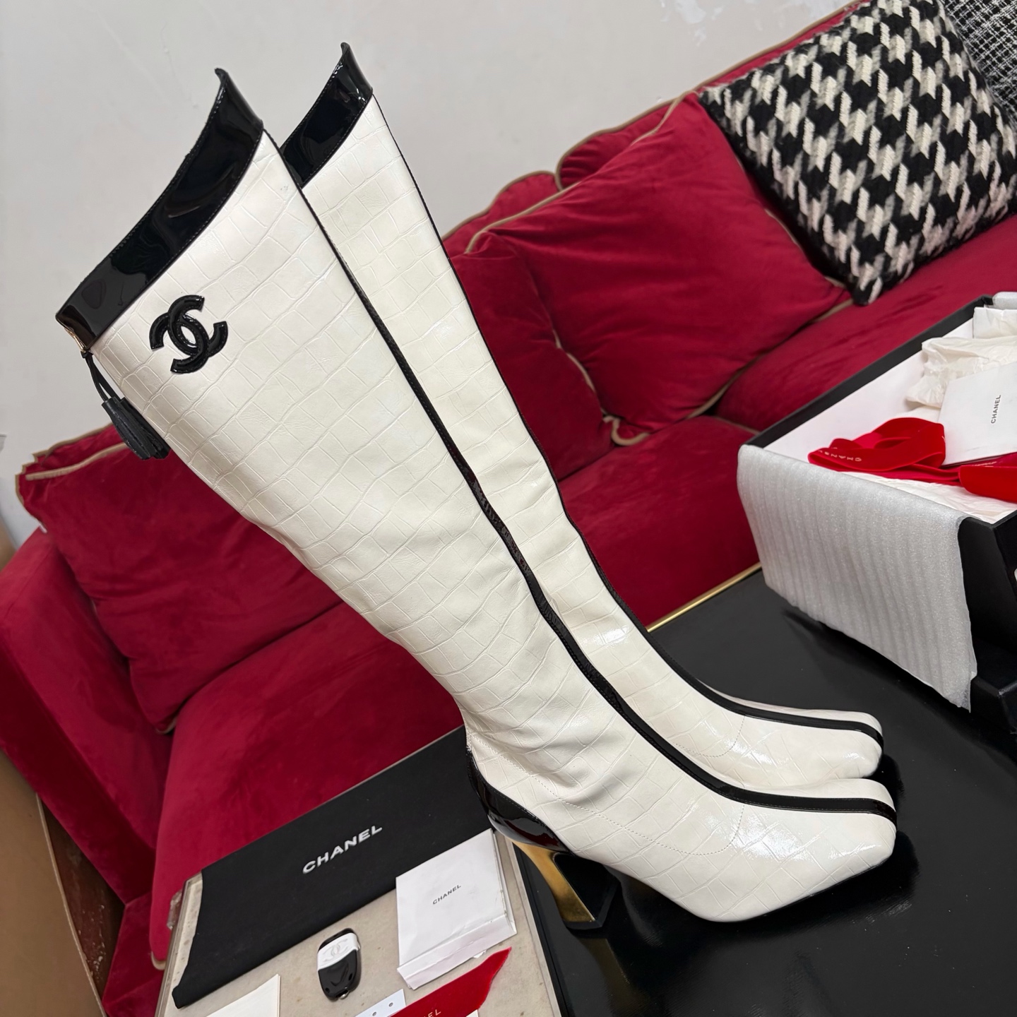 CHANEL 가을/겨울 여성 부츠 슬립온 스트레이트 부츠 라이더 부츠 이탈리아산 천연가죽 아웃솔
