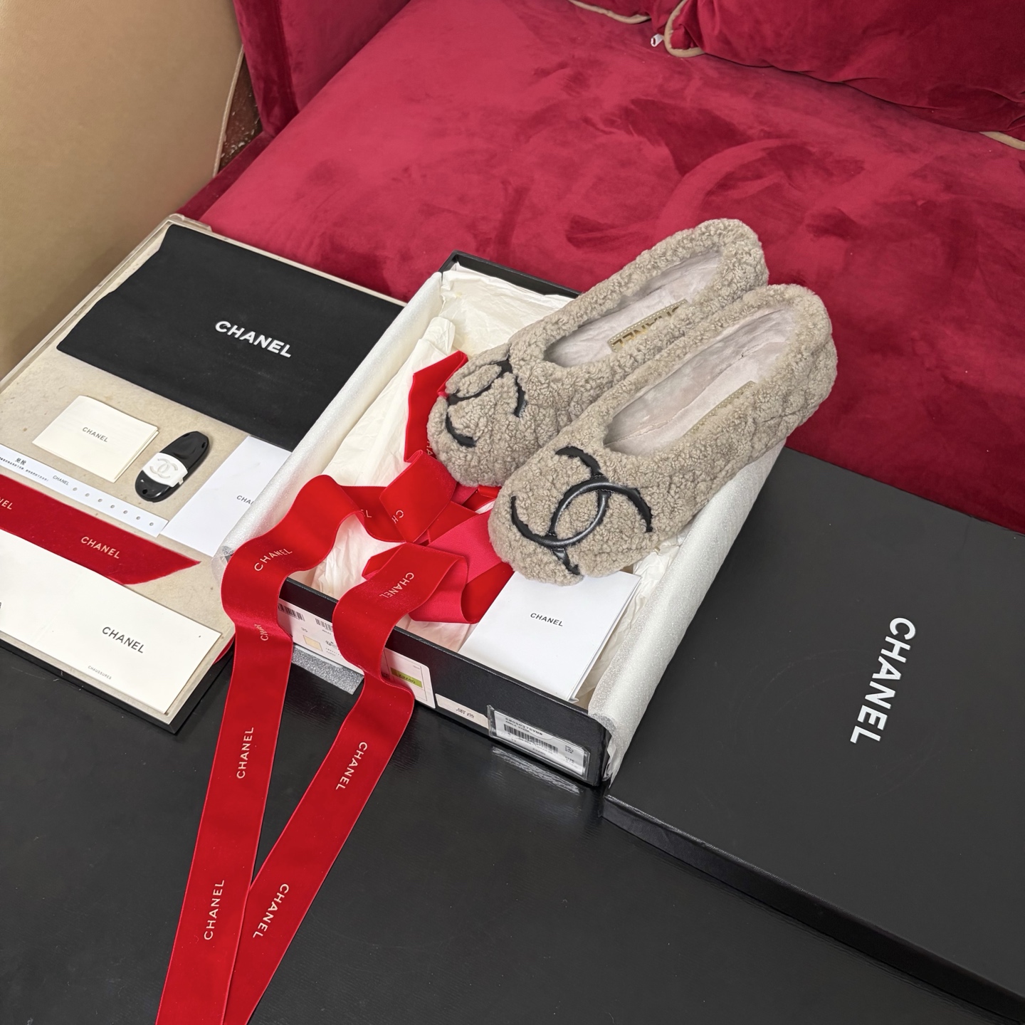 Chanel Fur Flats Wool Slip-On