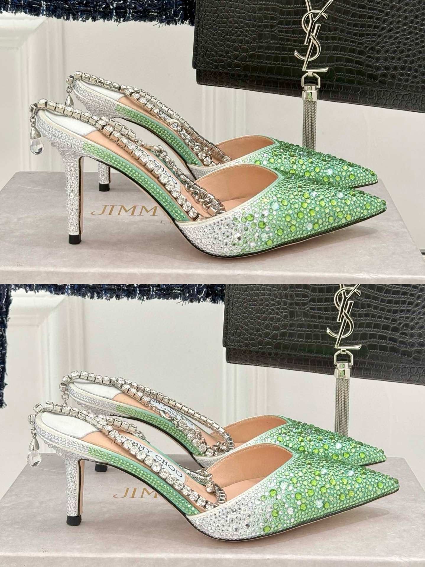 NO:264289,/ Jimmy Zhou's classic diamond chain pointed crystal high heel sandals. Super crystal shoes are so beautiful that they can't take their eyes off. The shoe shape is very delicate and will not be too narrow and long. The interior space is very sufficient to allow the toes to relax enough. The rhinestones outline the charming curve on the instep. It is simply beautiful. It surrounds the fairy spirit with 360 degrees, gorgeous and not exaggerated!  !  The fabric is made of imported Yangjing hot diamonds, the inner tiptoe imported sheepskin customized A-grade Italian leather sole, heel height 6.5CM/8.5CM Size35-41 [40.41 custom], high heels sandals, jimmy choo, sandals, high heels, sheepskin, sheep19860909/吉米周经典钻石链条尖头水晶高跟凉鞋 超绝的水晶鞋 美到移不开视线 鞋型做的非常秀气 不会过分窄长 内部空间很足 让脚趾能足够的放松 水钻在脚背勾勒迷人的弧度 简直美爆了 360度环绕仙气感 华丽又不浮夸！！ 面料采用进口羊京烫钻 内里踮脚进口羊皮 定制A级意大利真皮底  跟高6.5CM/8.5CM Size35-41 [40.41定制],高跟鞋凉鞋,jimmy choo,sandals,high heels,sheepskin,sheep,Women's Shoes