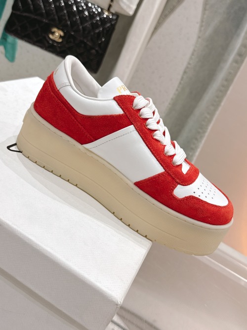 Prada Platform Sneakers in Red Suede and White Leather, Women's Size 35-41 1 Prada Platform Sneakers in Red Suede and White Leather, Women’s Size 35-41