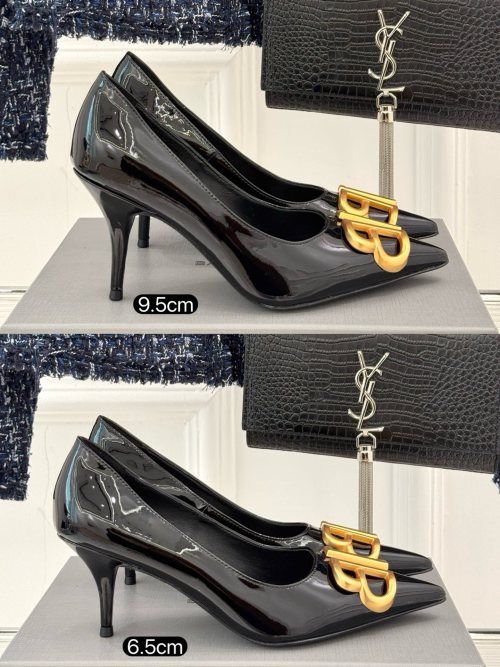 Balenciaga Women's Double B Logo Pointed-Toe Slingback Heels 1 Balenciaga Women’s Double B Logo Pointed-Toe Slingback Heels