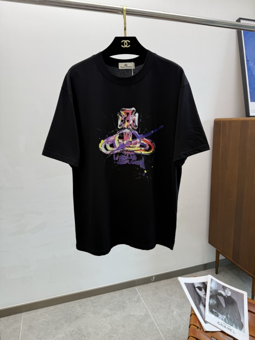Vivienne Westwood Men's Black Short Sleeve T-Shirt Colorful Orb Logo