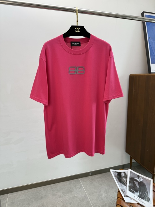 Balenciaga Pink Cotton T-Shirt With Double B Logo Short Sleeve S-2XL 1 Balenciaga Pink Cotton T-Shirt With Double B Logo Short Sleeve S-2XL