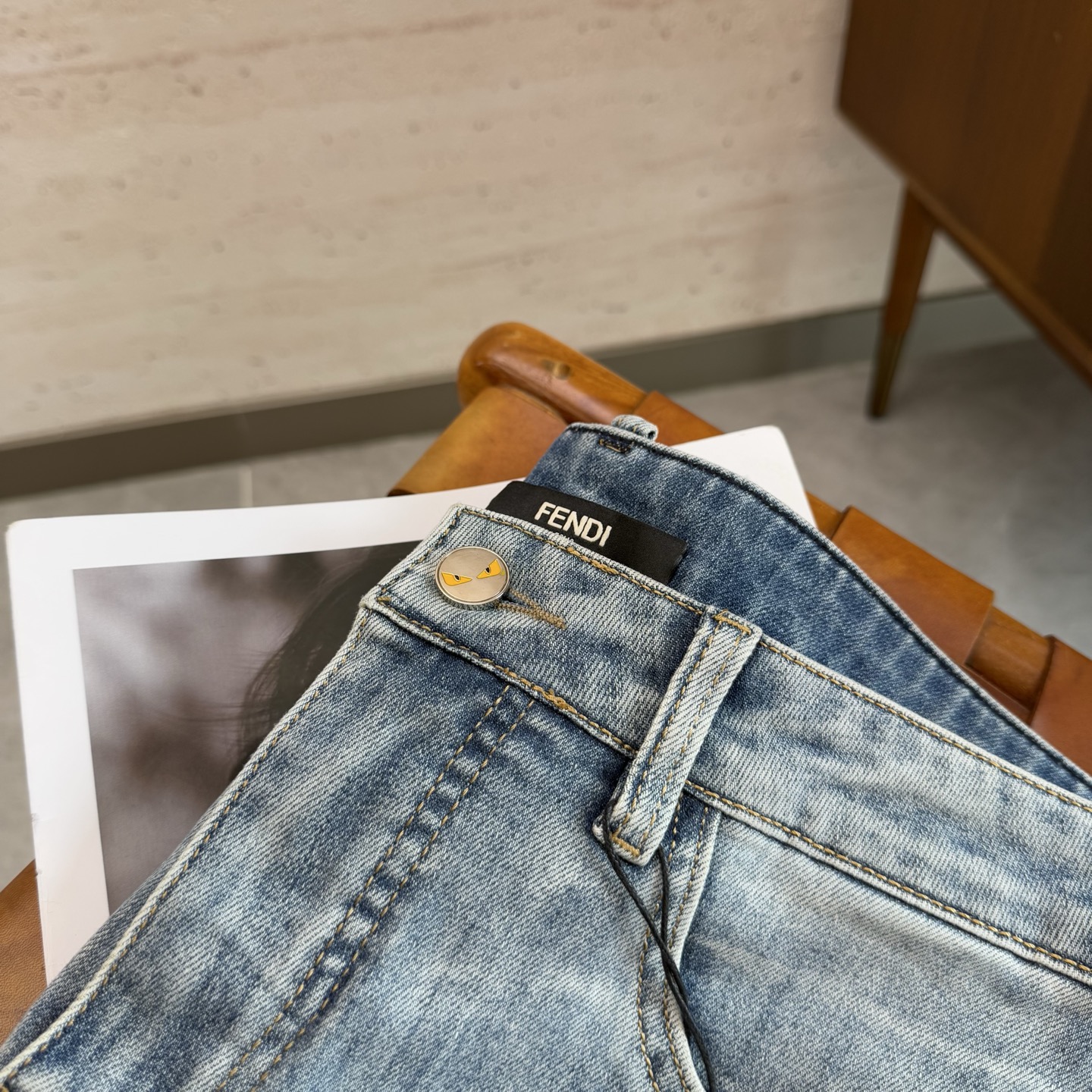Men's Straight-Leg Jeans in Soft Cotton Denim with Subtle Logo Detail. 5 i1749388559167 4619 0 7