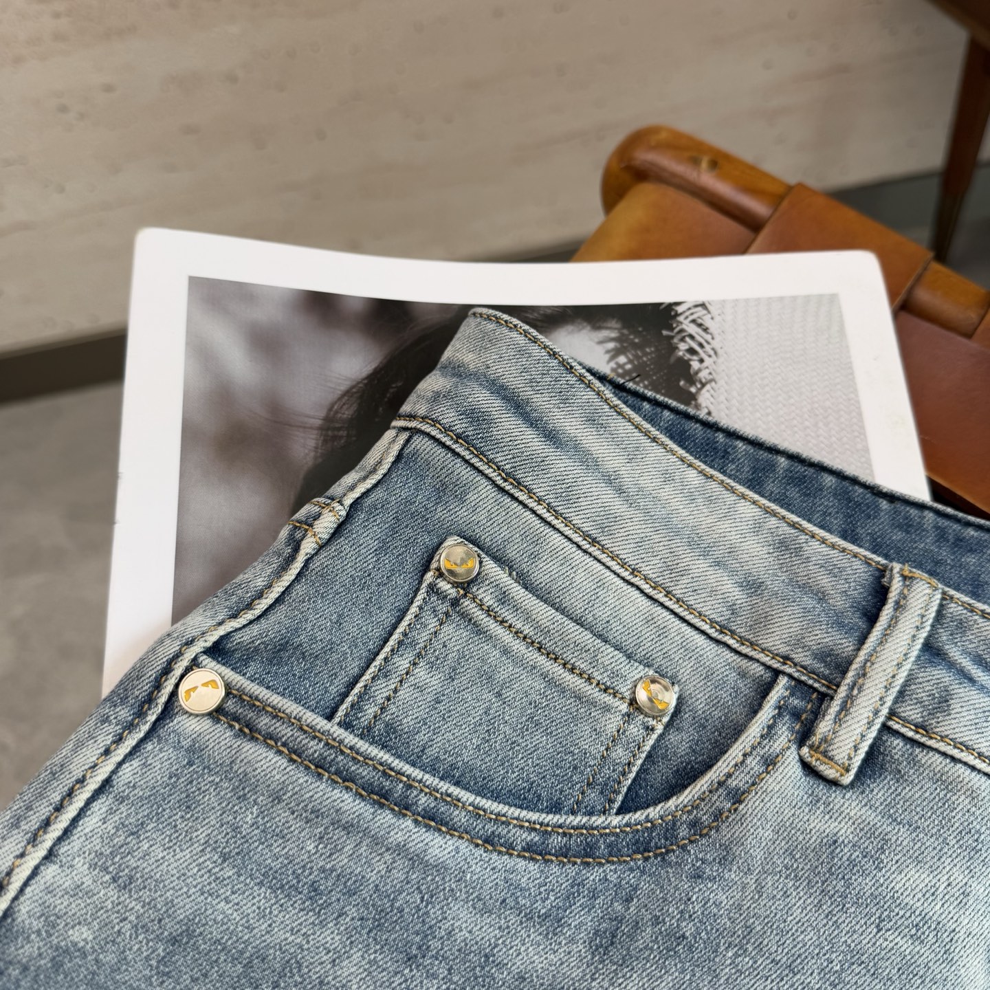 Men's Straight-Leg Jeans in Soft Cotton Denim with Subtle Logo Detail. 6 i1749388570825 6264 0 2