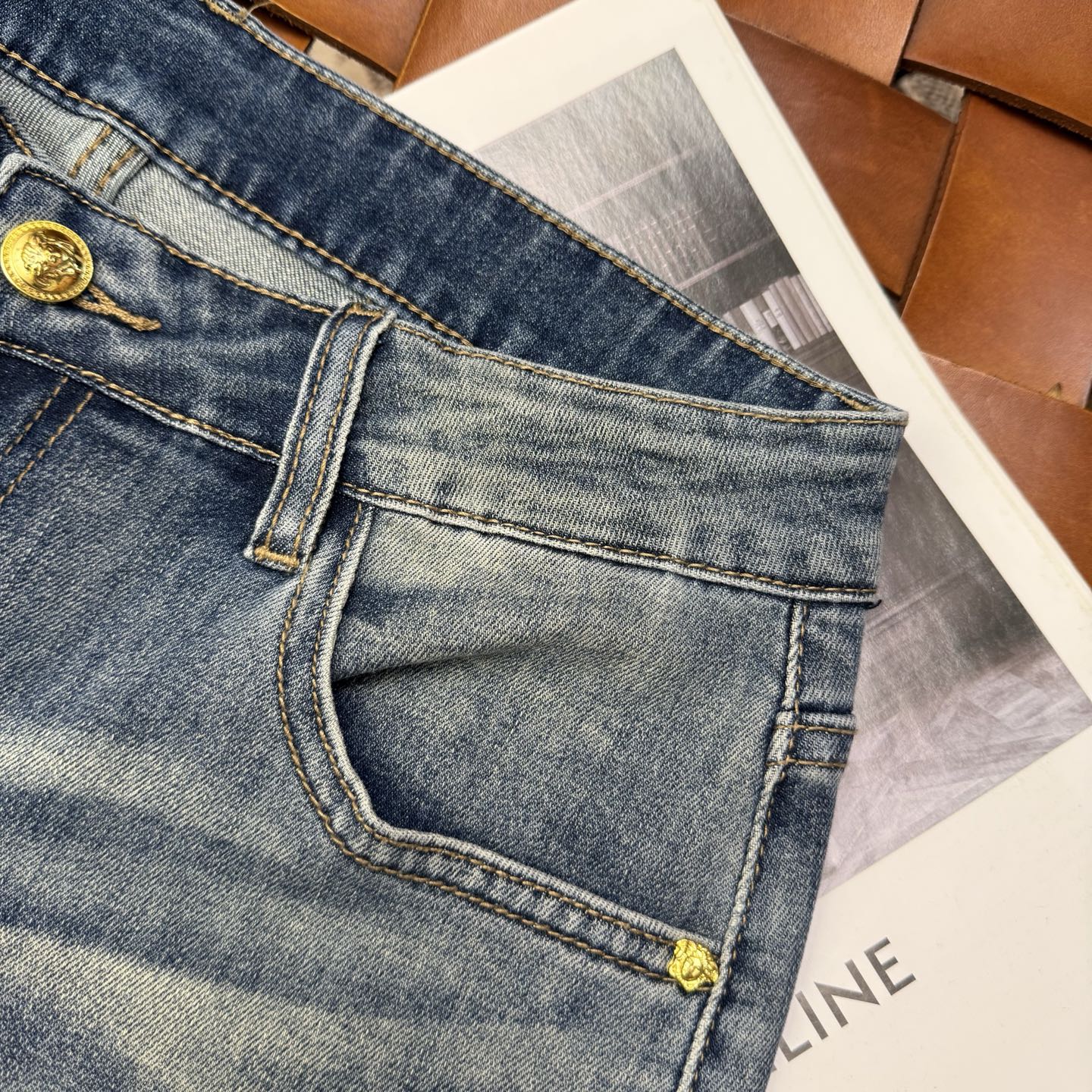Men's Straight-Leg Cotton Denim Jeans with Embossed Logo Accent, Sizes 29-38 7 i1750160764232 813 0 2