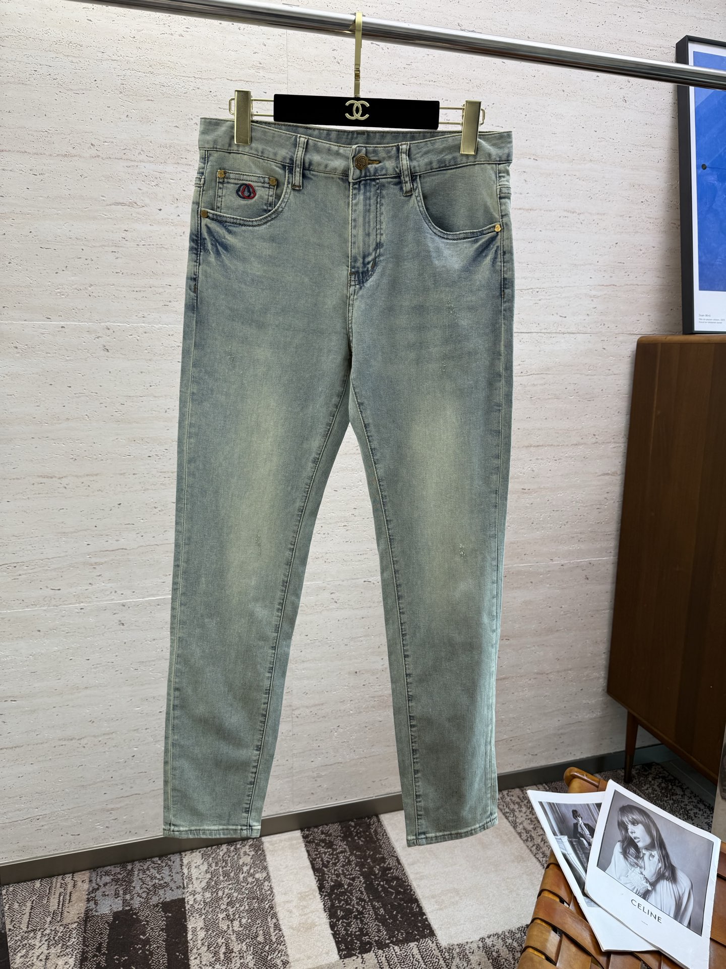 Men's Straight-Leg Jeans in Soft Cotton Denim with Embossed Logo Detail 2 i1750257751430 4719 0 0
