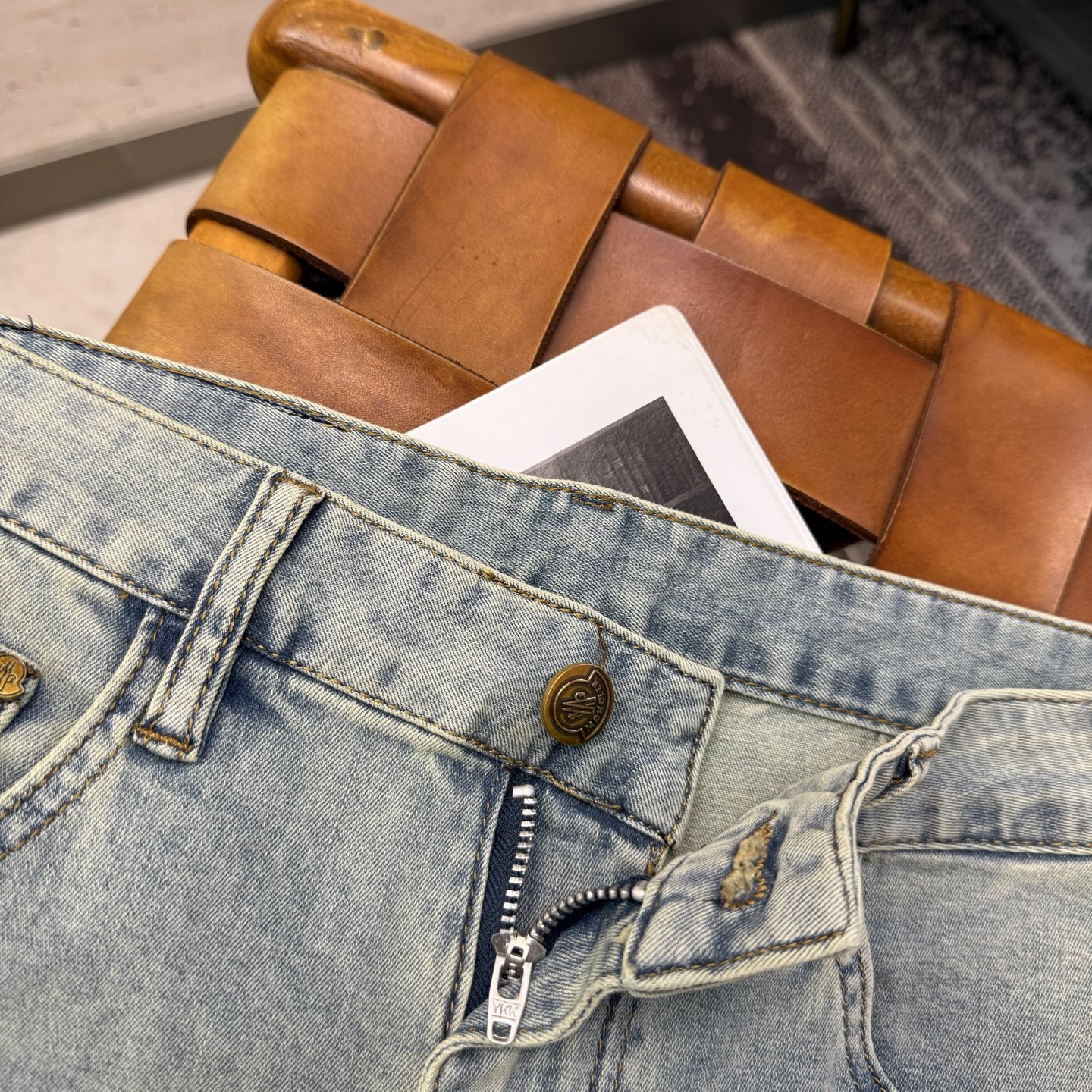 Men's Straight-Leg Jeans in Soft Cotton Denim with Embossed Logo Detail 7 i1750257756061 7561 0 4