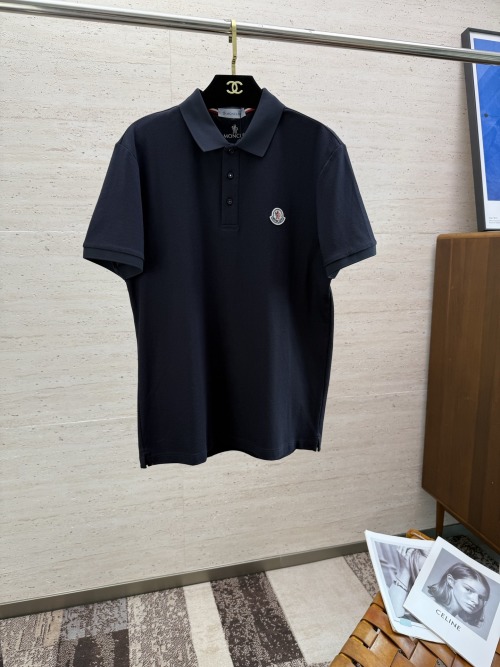 Moncler Men's Navy Blue Cotton Polo Shirt with Logo Emblem 1 Moncler Men's Navy Blue Cotton Polo Shirt with Logo Emblem