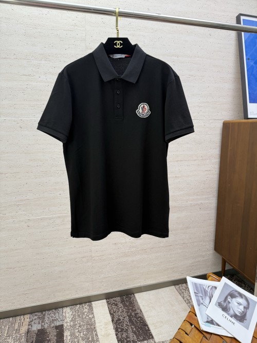 Moncler Men's Black Cotton Polo Shirt with Iconic Logo, Casual & Modern 1 Moncler Men's Black Cotton Polo Shirt with Iconic Logo, Casual & Modern