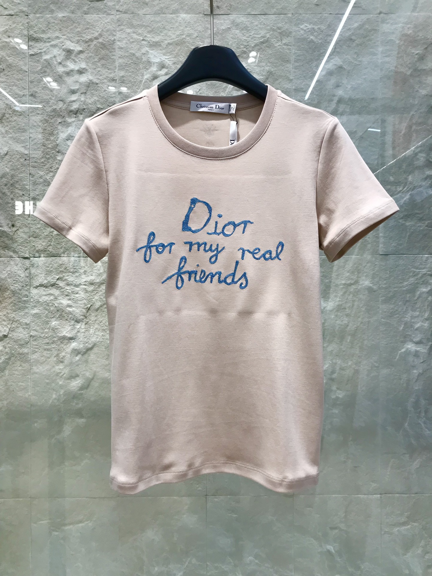 Großhandel Replik Shop
 Dior Kleidung T-Shirt Stickerei Baumwolle Sommerkollektion Kurzarm