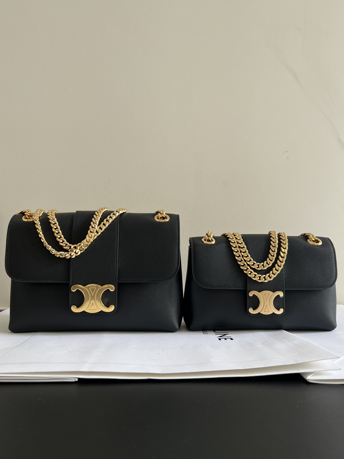 Celine 23cm and 25cm set pictures teen genuine special grade all steel, leather imported from Italy expensive sheepskin lining, hardware special