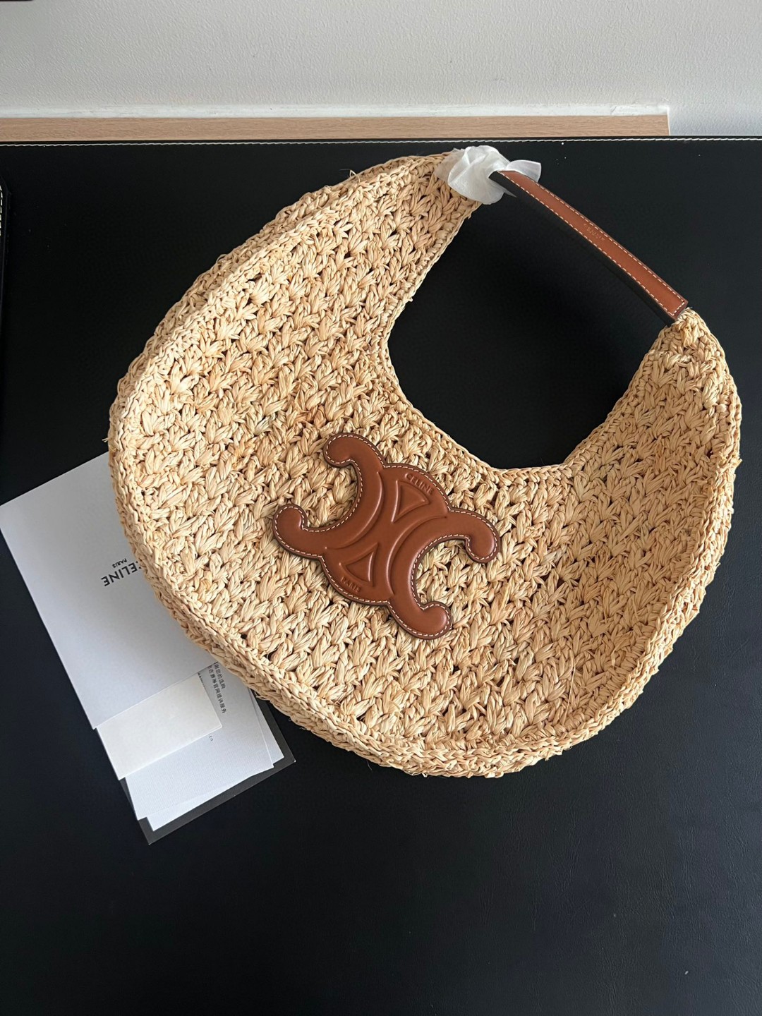 Celine Hand-woven natural raffiamatched with original calfskin