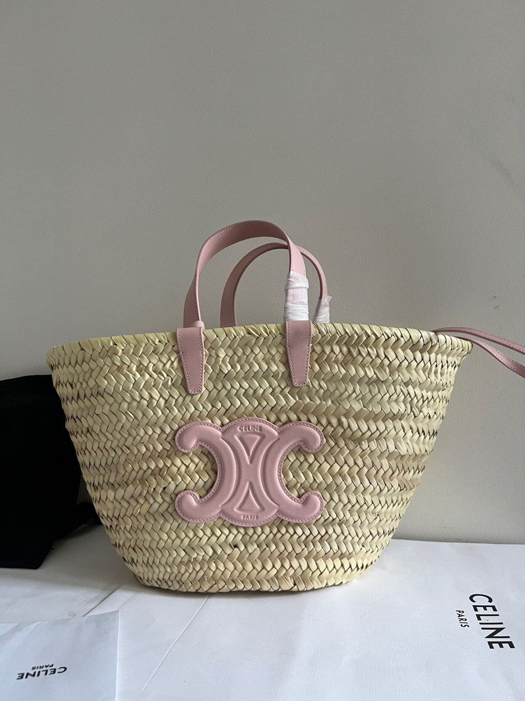 Vegetable basket triomphe Celine classic (counter synchronized natural bamboo weaving)