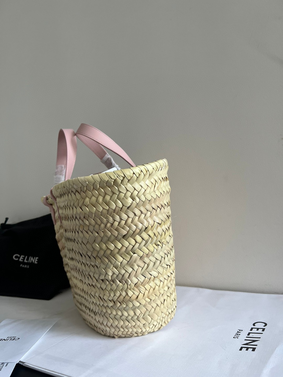 Vegetable basket triomphe Celine classic (counter synchronized natural bamboo weaving)