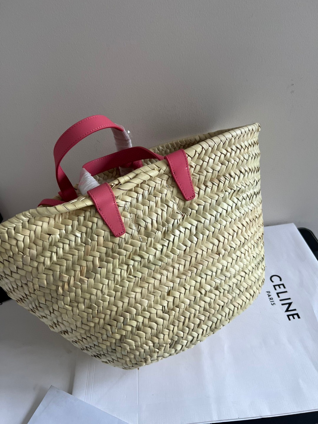 Vegetable basket triomphe Celine classic (counter synchronized natural bamboo weaving)