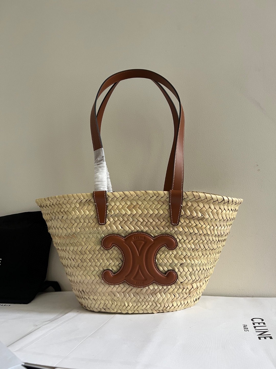 [Long wrist], vegetable basket triomphe Celine classic (counter synchronized natural bamboo weaving)