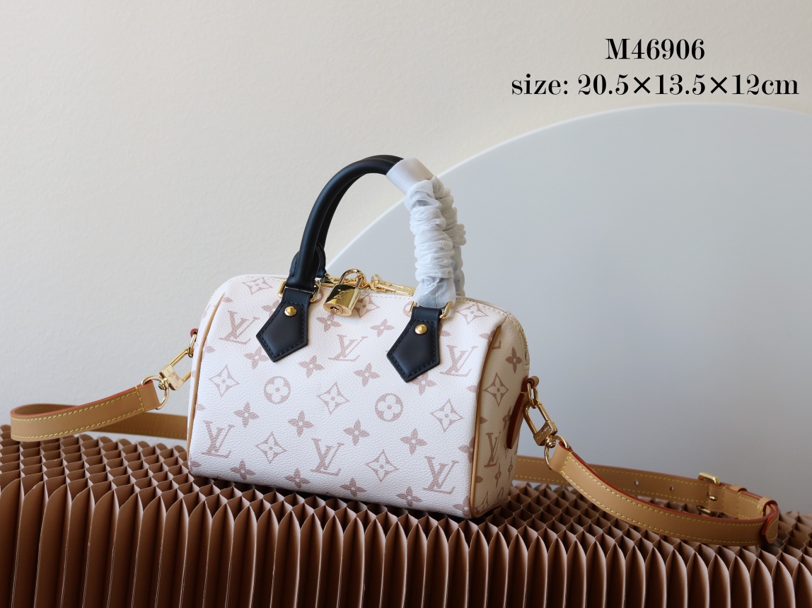 Only sell high-quality
 Louis Vuitton LV Speedy Handbags Travel Bags White Monogram Canvas Cowhide Fabric M46096