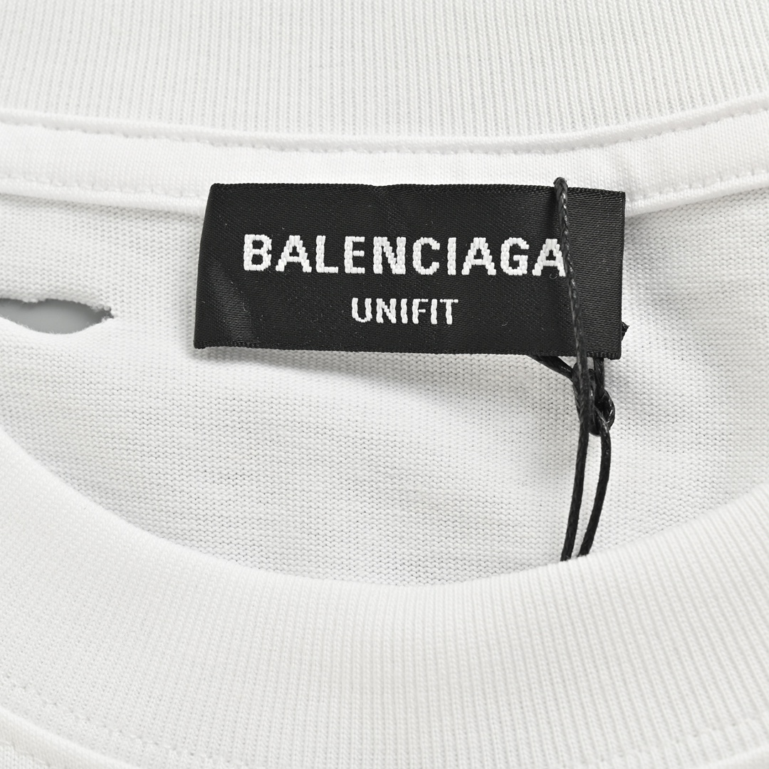 Balenciaga/巴黎世家 冰裂纹大破坏短袖 定织定染260g精梳棉