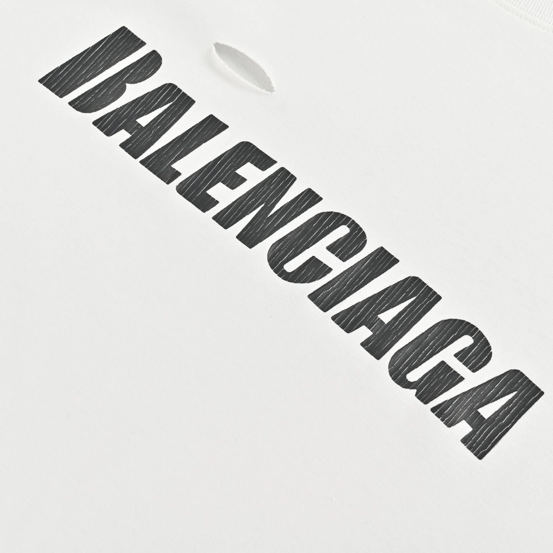 Balenciaga/巴黎世家 冰裂纹大破坏短袖 定织定染260g精梳棉