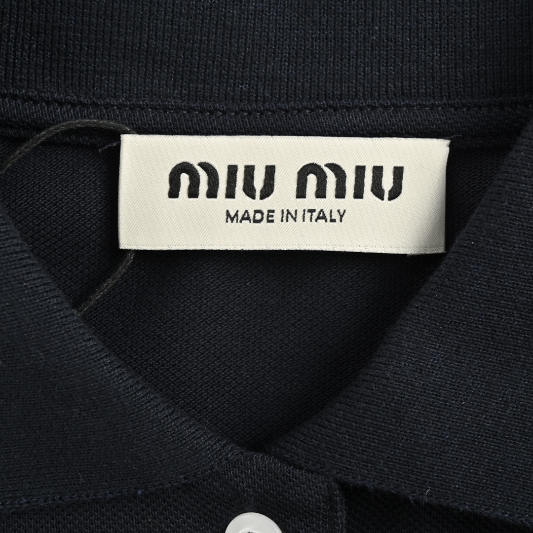 MiuMiu/缪缪 24Fw 刺绣字母珠地长袖T恤