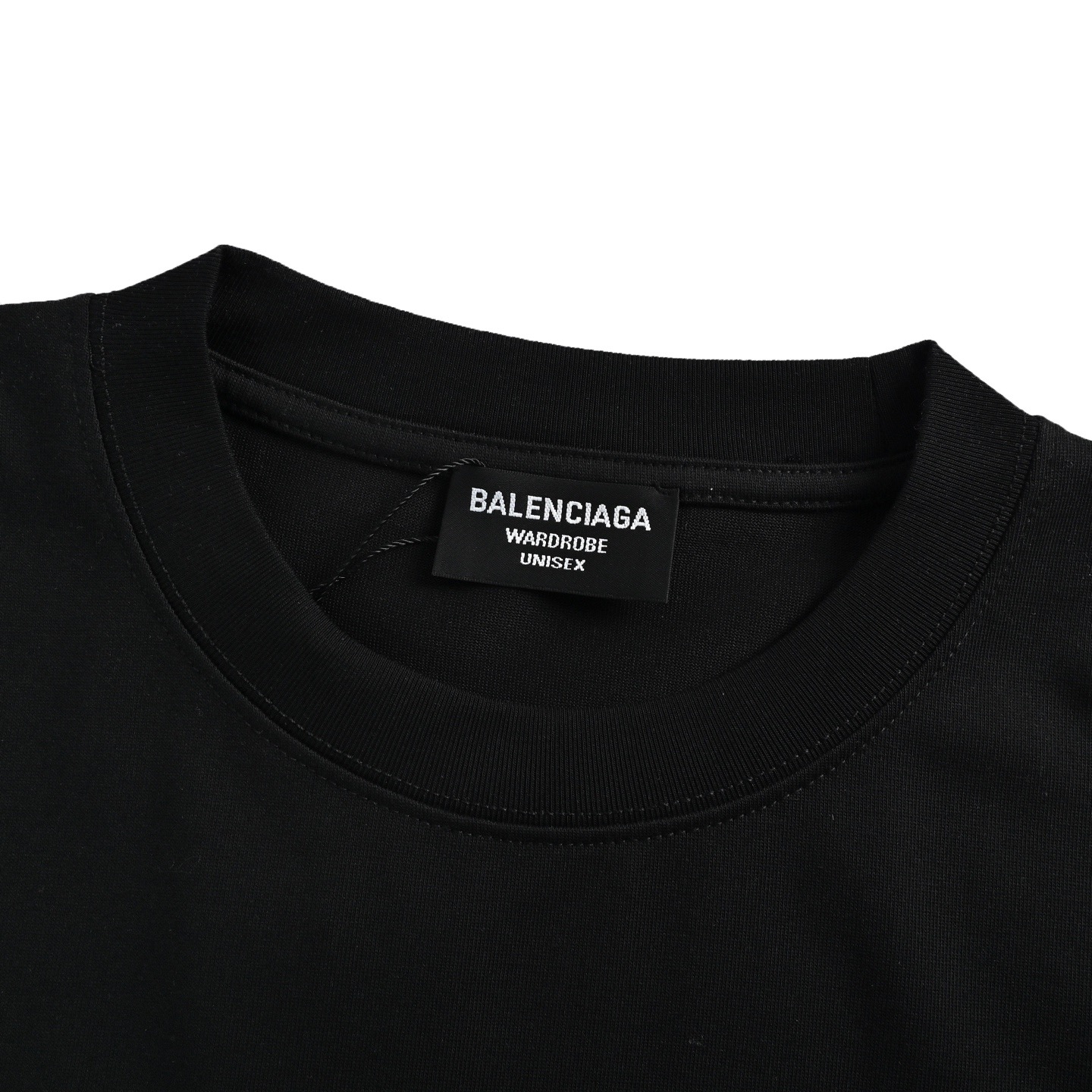 Balenciaga/巴黎世家 斑驳字母植绒印花短袖 黑色 白色