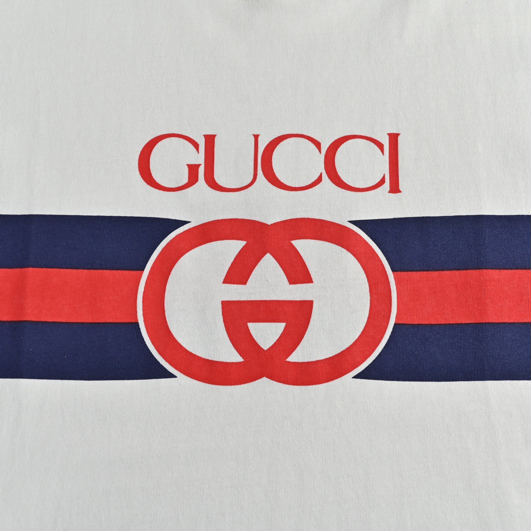 Gucci /古驰 23ss 双G互扣条纹短袖