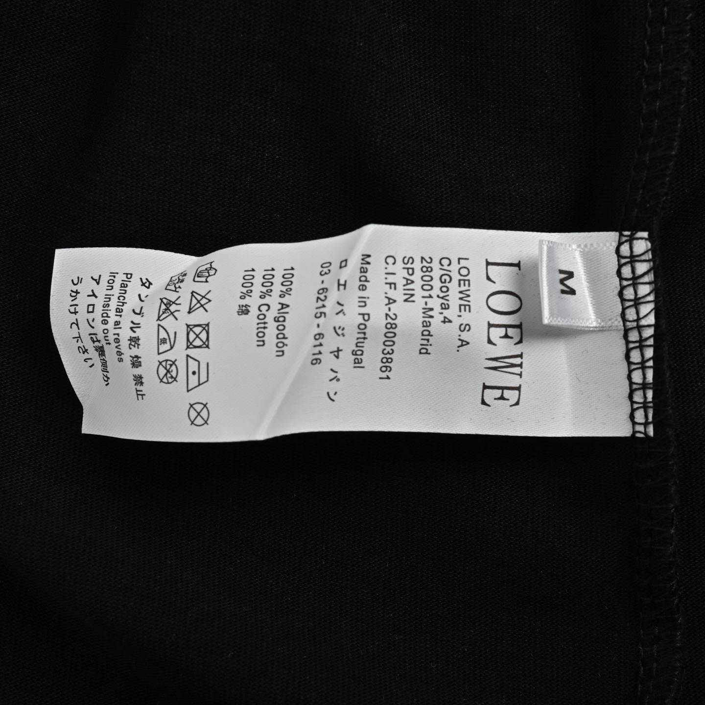 Loewe/罗意威 25ss 线条刺绣logo短袖 黑色 白色