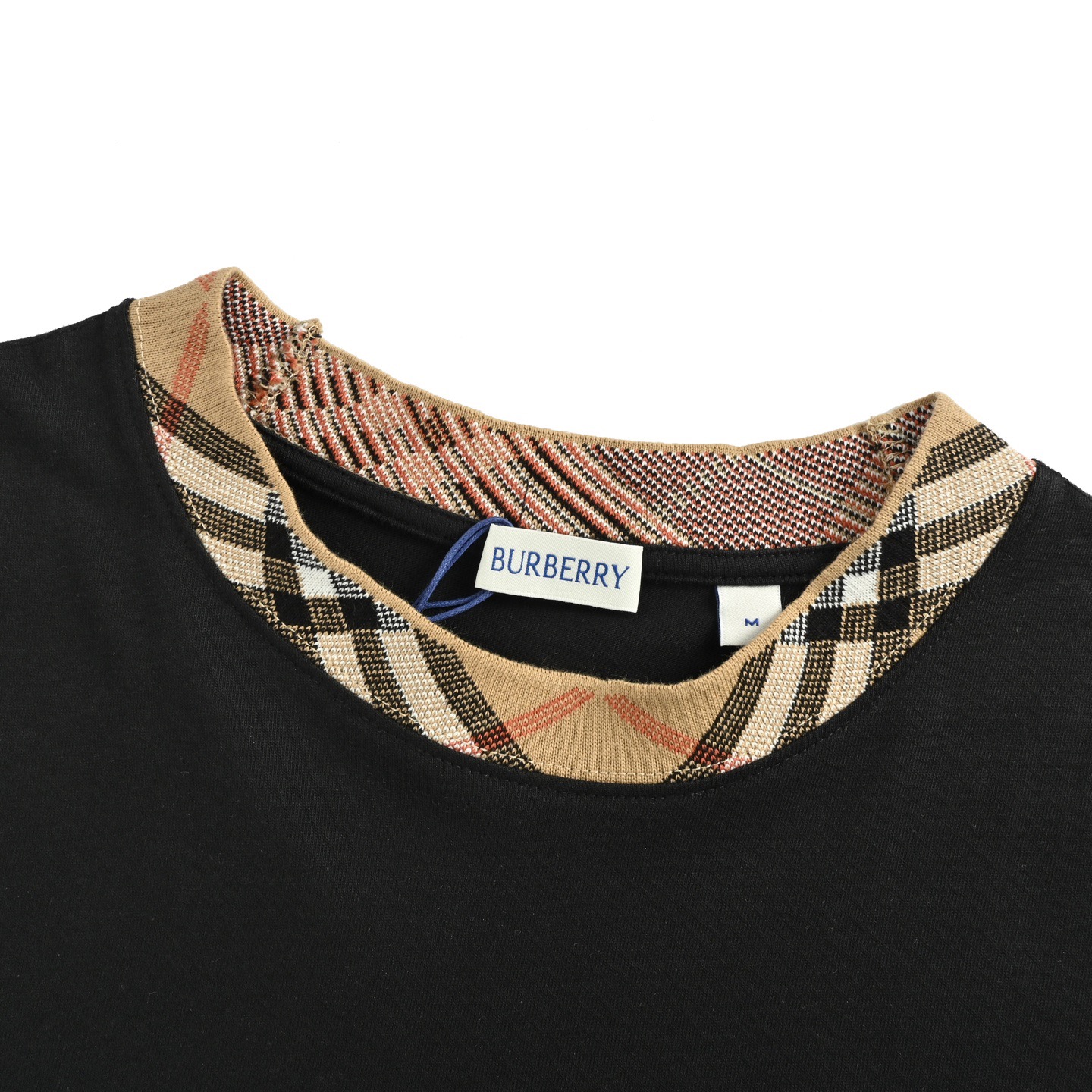 Burberry/巴宝莉 25ss 格纹领拼接短袖 BURBERRY新款圆领 T 恤衫