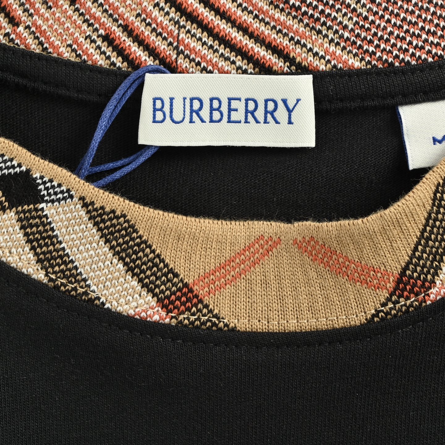 Burberry/巴宝莉 25ss 格纹领拼接短袖 BURBERRY新款圆领 T 恤衫