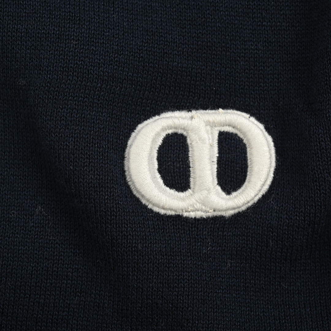 Dior/迪奥 24ss 刺绣小标针织Polo短袖 深蓝色