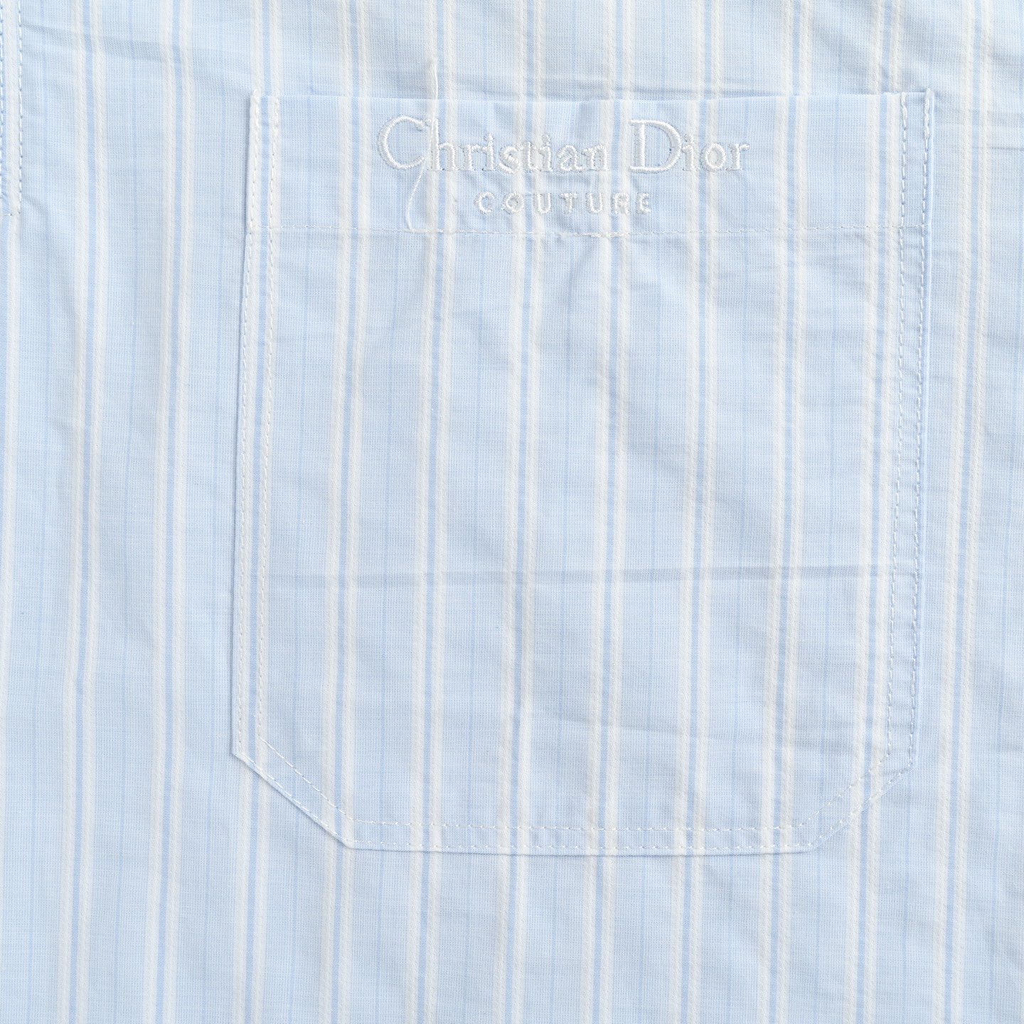 Dior/迪奥 24ss 小标刺绣半拉链条纹短袖衬衫