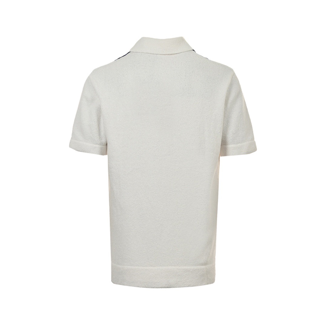Gucci/古驰 24ss 撞色条纹拼接针织Polo短袖
