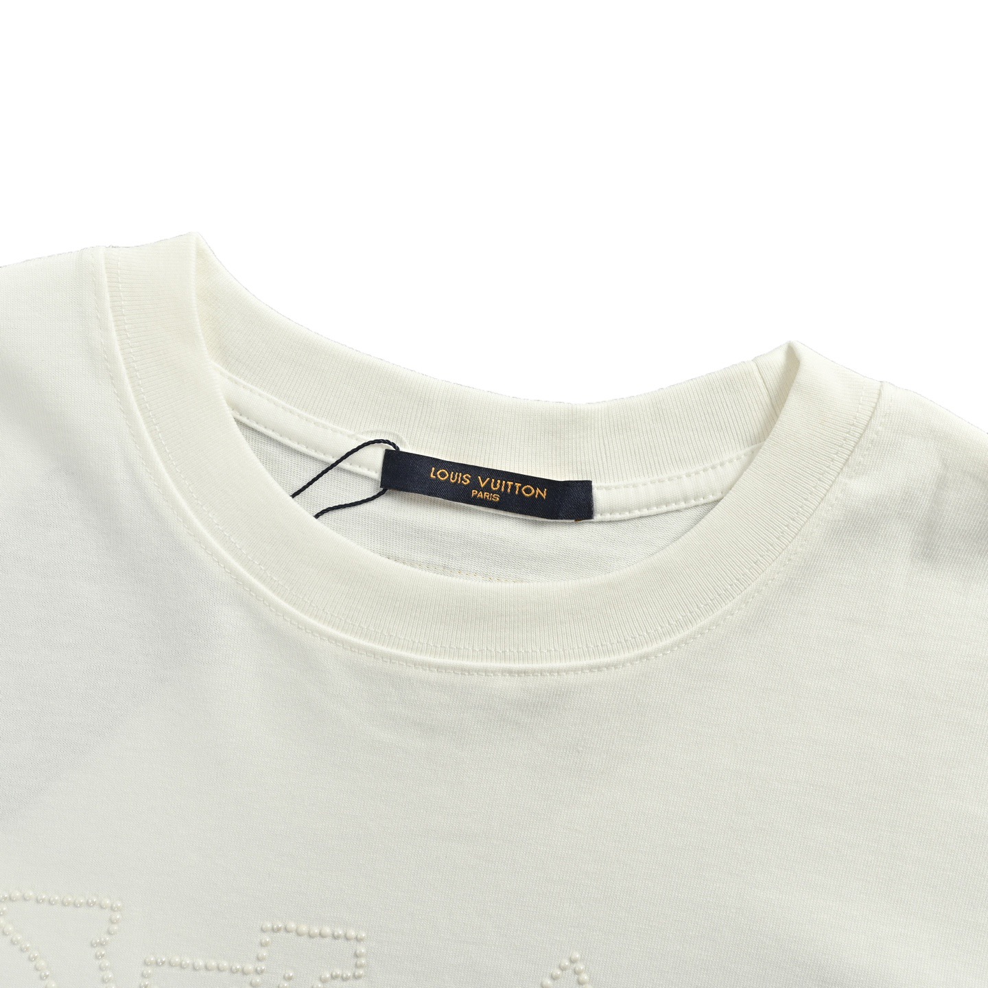 Louis Vuitton/路易威登 25ss 珍珠烫钻logo反光字母印花短袖