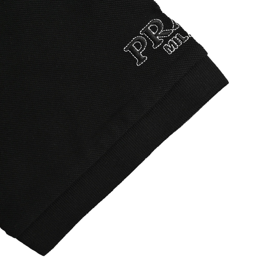 Prada/普拉达 24ss 红色饰条尼龙口袋Polo短袖 胸前经典红色皮标字母logo