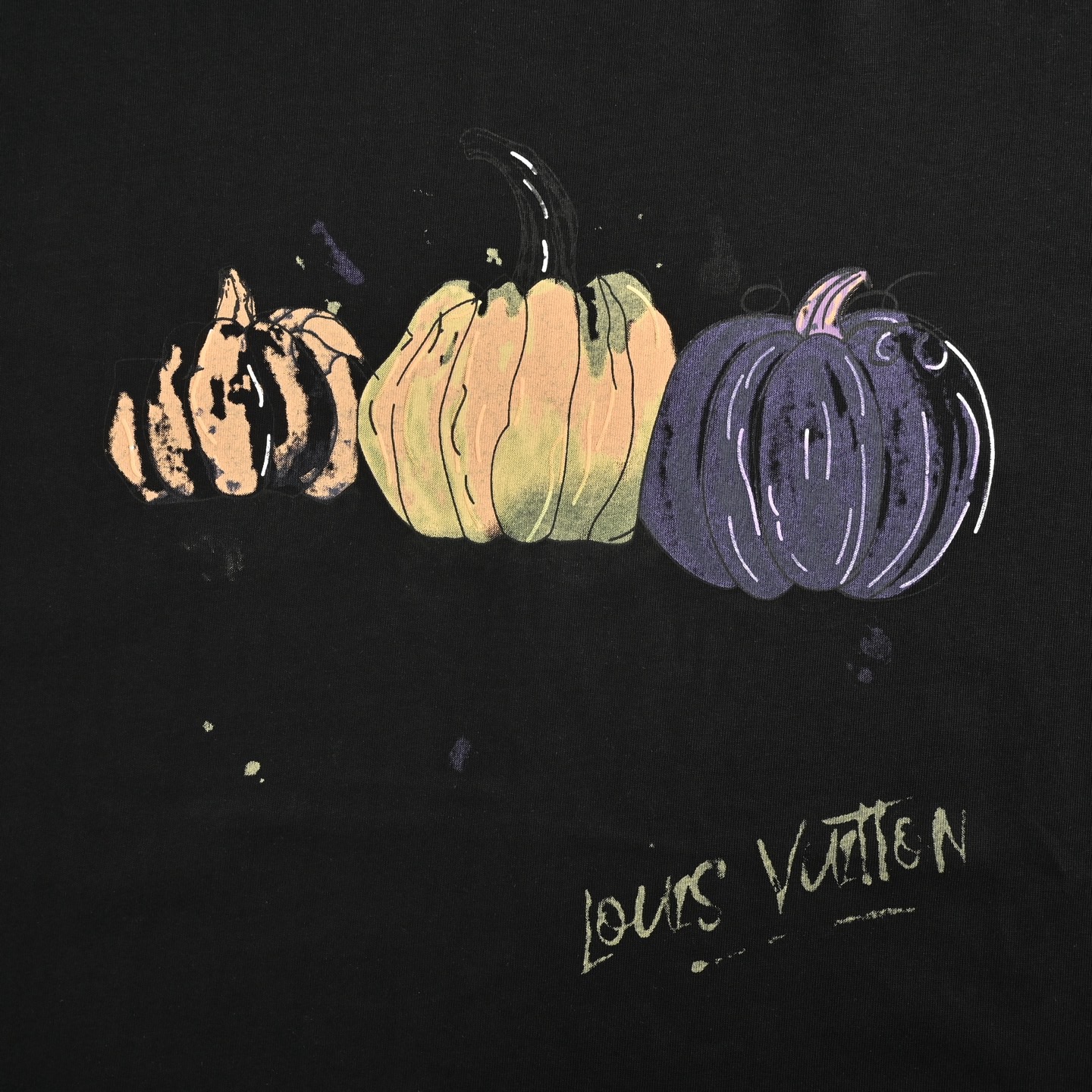 Louis Vuitton/路易威登 25ss 涂鸦手绘南瓜印花短袖 黑色 白色