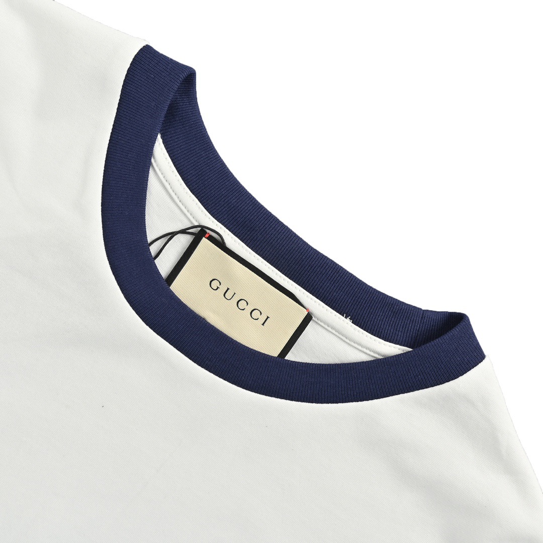 Gucci /古驰 23ss 1921刺绣logo撞色短袖-Chinese UA Cheap High Quatity Brand Clothes Bags handbags Sneakers wholesale wholesaler seller from China Factory suppliers Fashion Clothing Shoes best Quality Beautiful Price Gucci /古驰 23ss 1921刺绣logo撞色短袖