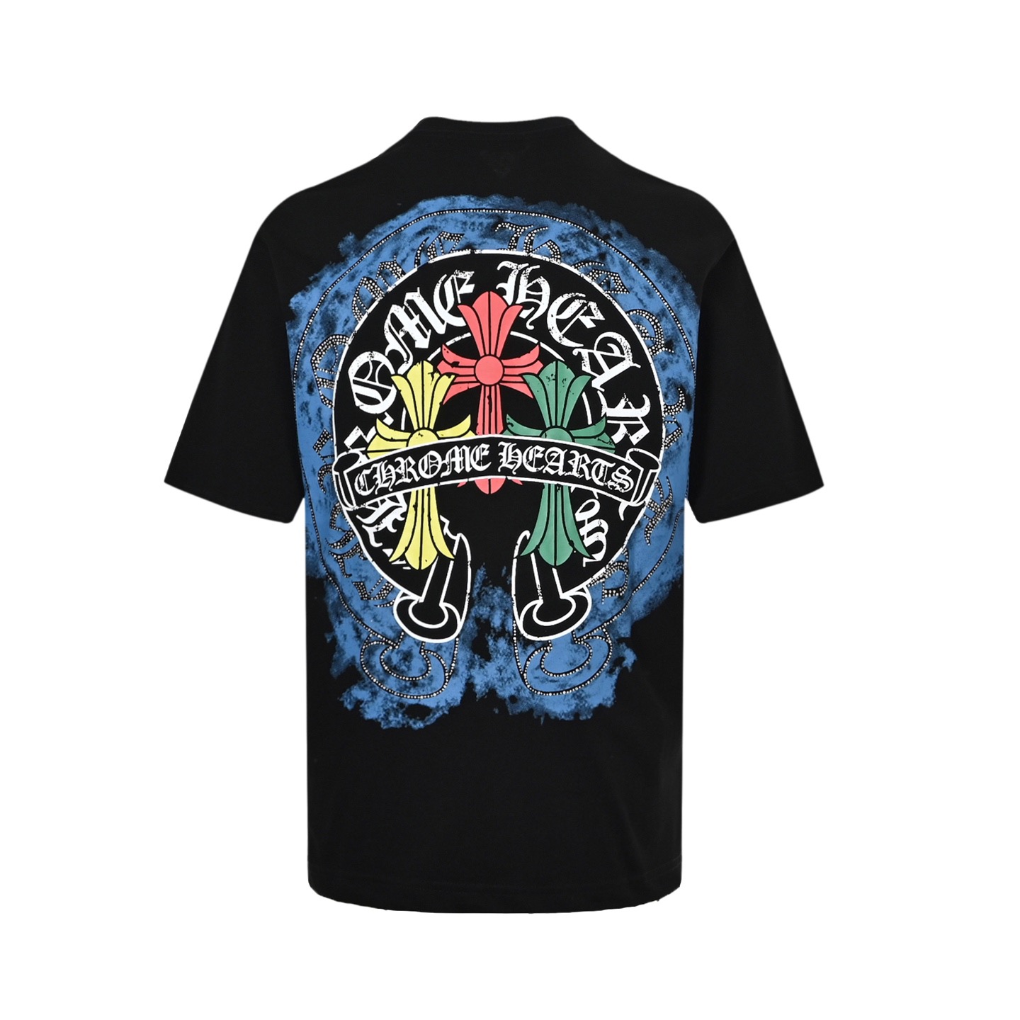 Chrome Hearts/克罗心 三色十字架晕染马蹄印花短袖