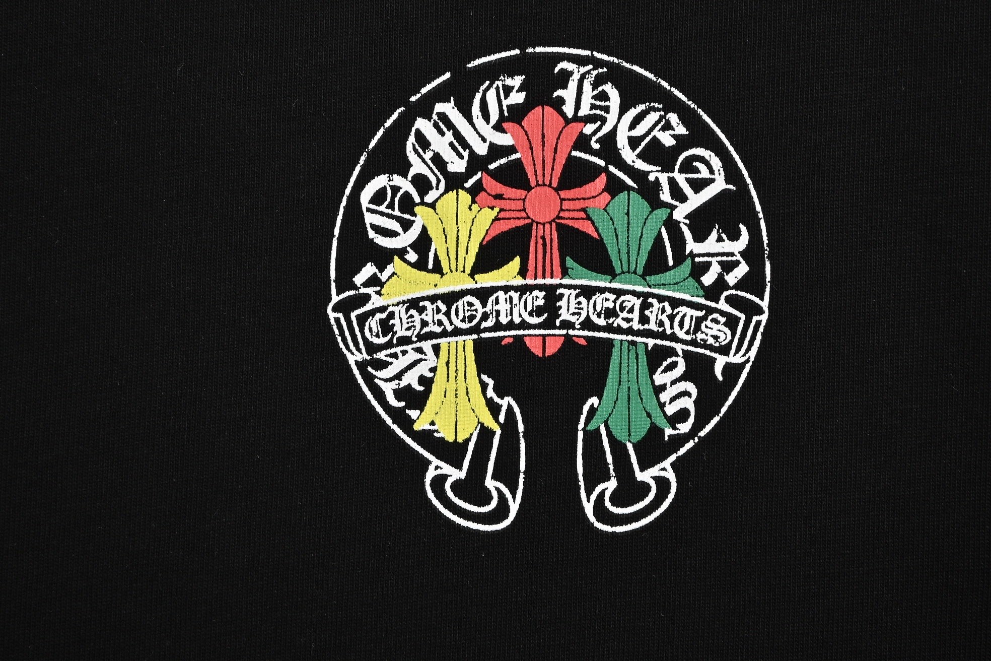 Chrome Hearts/克罗心 三色十字架晕染马蹄印花短袖