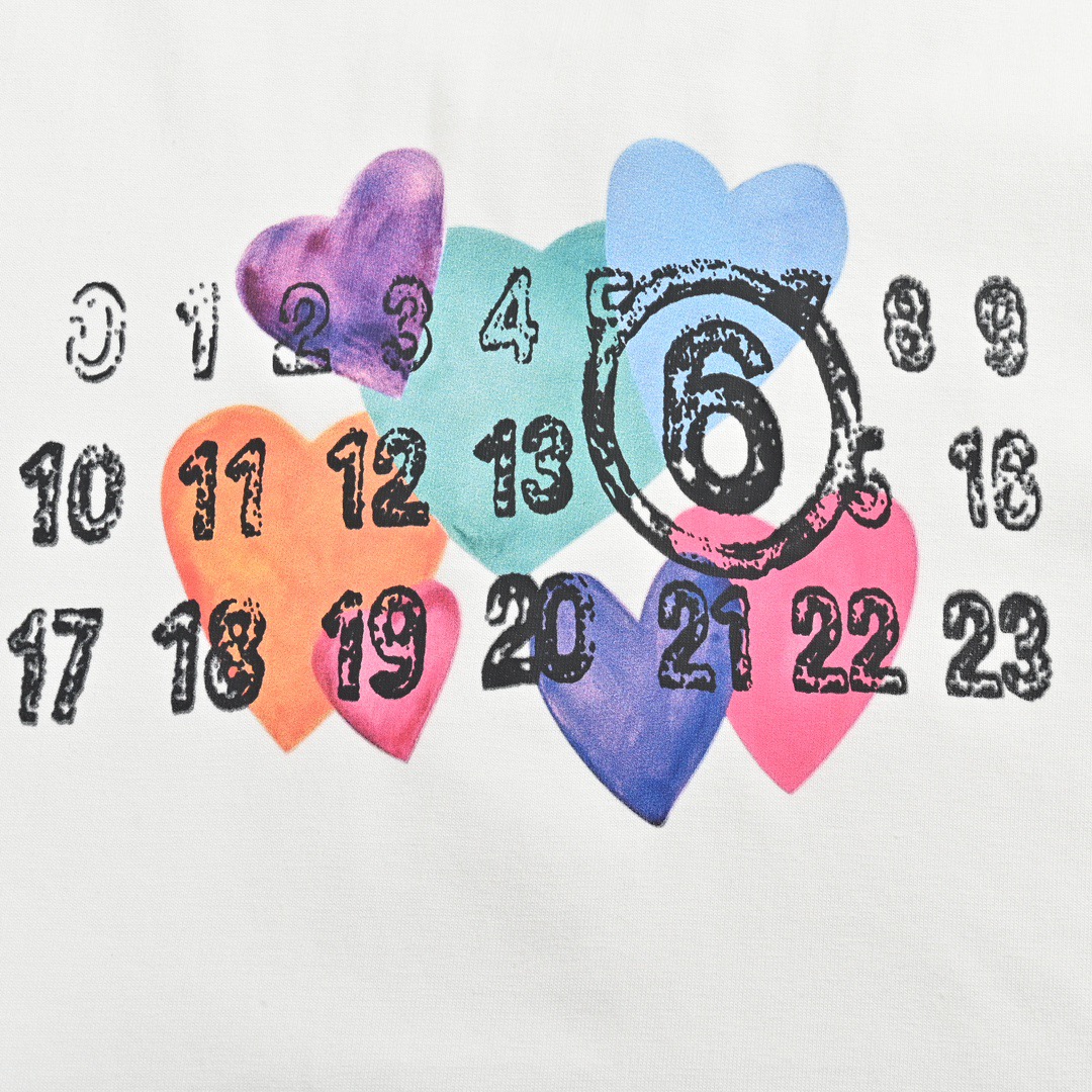 MM6/马吉拉 24ss 爱心数字印花短袖