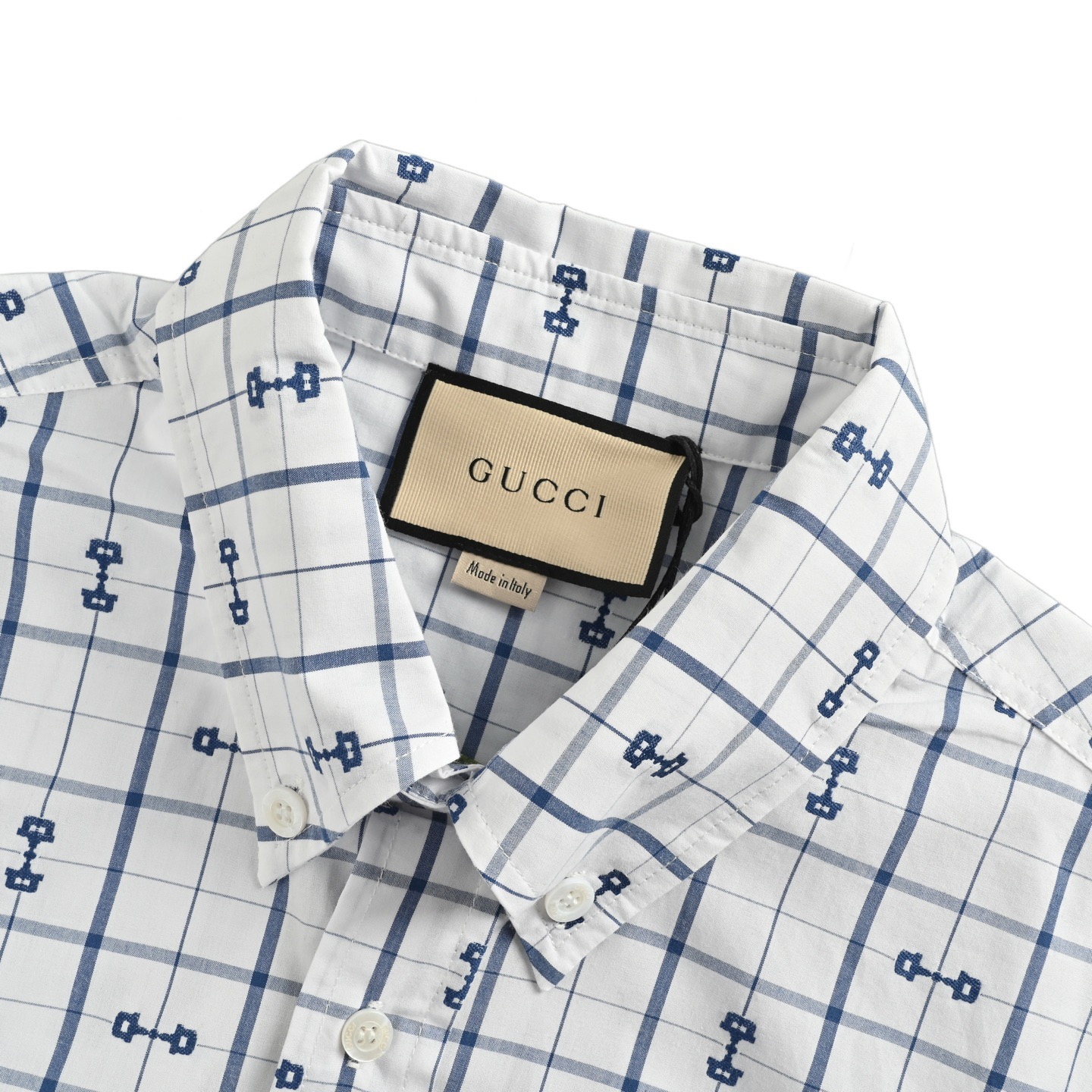 Gucci/古驰 24ss 马衔扣提花短袖衬衫